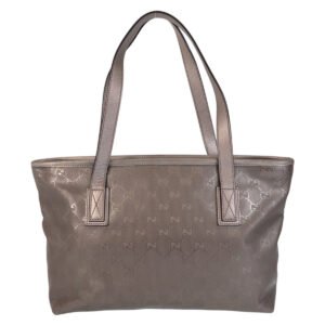 GUCCI Tote Bag 211138 PVC, Leather gray Tote Bag Shoulder Bag GG implementation Women Used | AlmaBagz