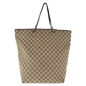 GUCCI Tote Bag 31242 GG canvas, leather Brown Silver Metal Tote Bag Shoulder Bag Women Used | AlmaBagz