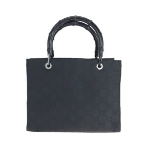 GUCCI Handbag 002 1016 Nylon black Handbag Tote Bag Bamboo Women Used | AlmaBagz