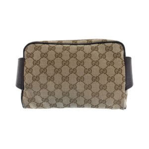 GUCCI Sling bag 449174 GG canvas, leather Brown Silver Metal Sling bag Waist bag mens Used | AlmaBagz