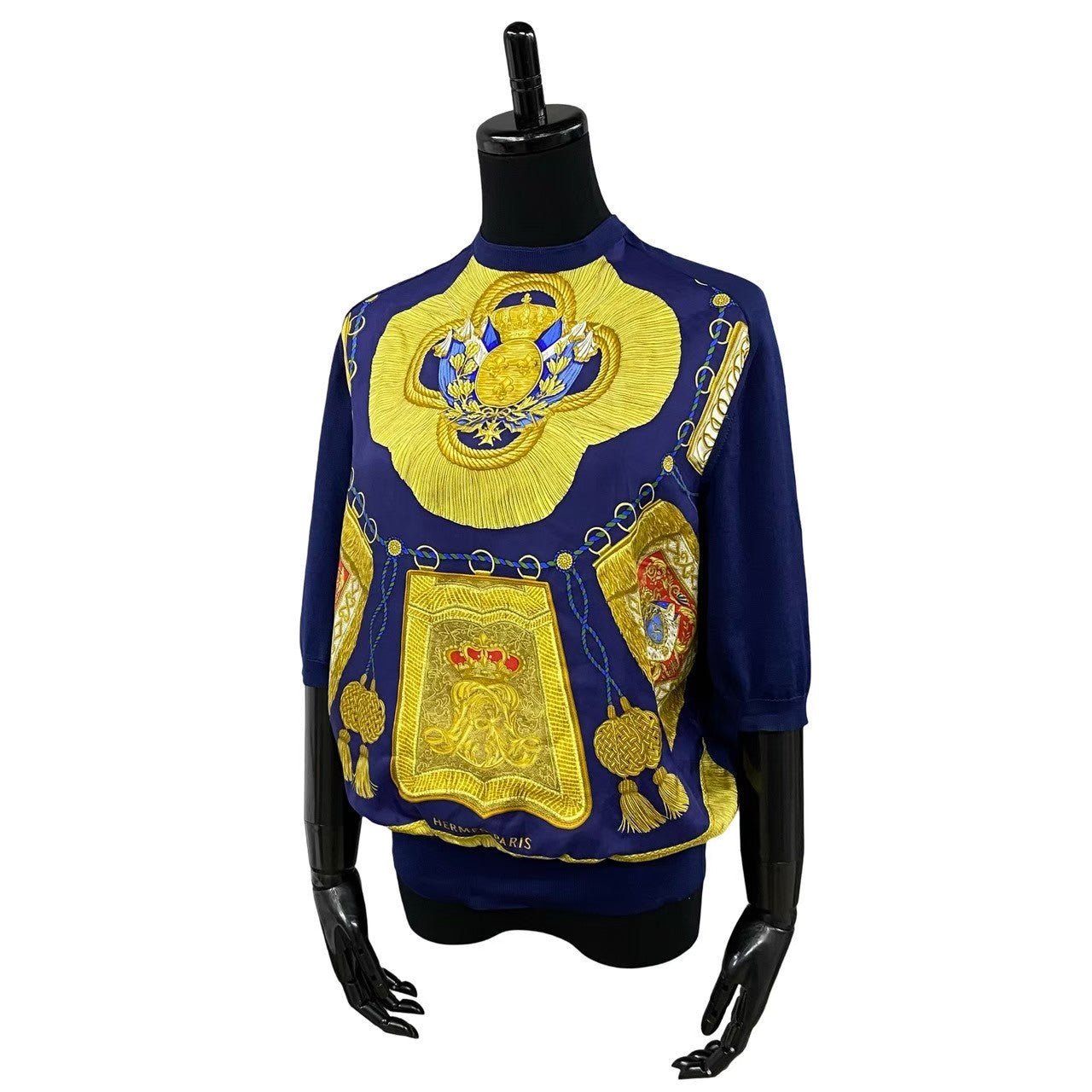 HERMES knit silk Navy L | AlmaBagz