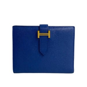 HERMES Bifold Wallet Shave blue Bean compact | AlmaBagz