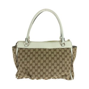 GUCCI Tote Bag 189831 GG canvas Beige White Gold Metal Tote Bag Handbag Shoulder Bag Abbey Women Used | AlmaBagz