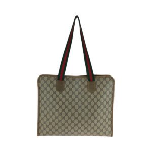 GUCCI Tote Bag 89 02 997 GG Supreme Canvas Brown Beige Gold Metal Tote Bag Shoulder Bag Old Gucci Shelly Line Women Used | AlmaBagz