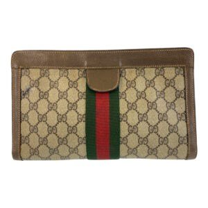 GUCCI Clutch bag 89 01 002 GG Supreme canvas, leather beige Clutch bag business bag Sherry Line Old Gucci Women Used | AlmaBagz
