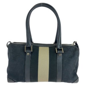 GUCCI Handbag 000 0851 GG canvas, leather black Handbags Mini Boston Duffel bag Sherry line Women Used | AlmaBagz