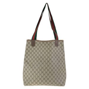 GUCCI Tote Bag 89 02 003 GG Supreme canvas, leather Brown Tote Bag Shoulder Bag Old Gucci Shelly Line Interlocking Women Used | AlmaBagz