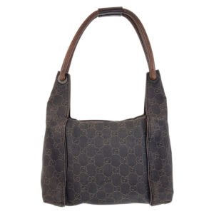 GUCCI Shoulder Bag 101333 GG canvas, leather Dark brown Shoulder Bag handbag Women Used | AlmaBagz