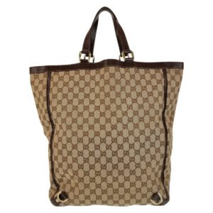 GUCCI Tote Bag 130733 GG canvas, leather Brown Gold Metal Tote Bag Shoulder Bag Abbey Women Used | AlmaBagz