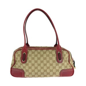 GUCCI Handbag 161720 GG canvas Beige Red Gold Metal Handbags Mini Boston Duffel bag Pretty Sherry Ribbon Women Used | AlmaBagz
