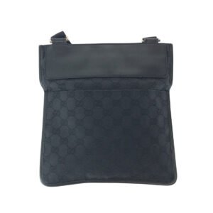 GUCCI Shoulder Bag 27639 GG canvas Black SilverMetal Shoulder Bag Sacoche Women Used | AlmaBagz