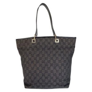 GUCCI Tote Bag 31243 GG canvas, leather Black SilverMetal Tote Bag Shoulder Bag Women Used | AlmaBagz