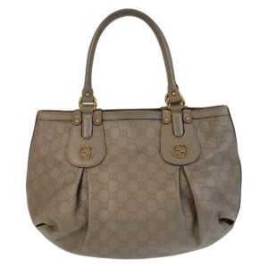 GUCCI Tote Bag 269953 leather Greige Gold Metal Tote Bag Shoulder Bag Scarlet Guccissima Women Used | AlmaBagz