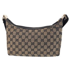 GUCCI Shoulder Bag 019 0433 GG canvas Beige Black Gold Metal Shoulder Bag pochette Women Used | AlmaBagz