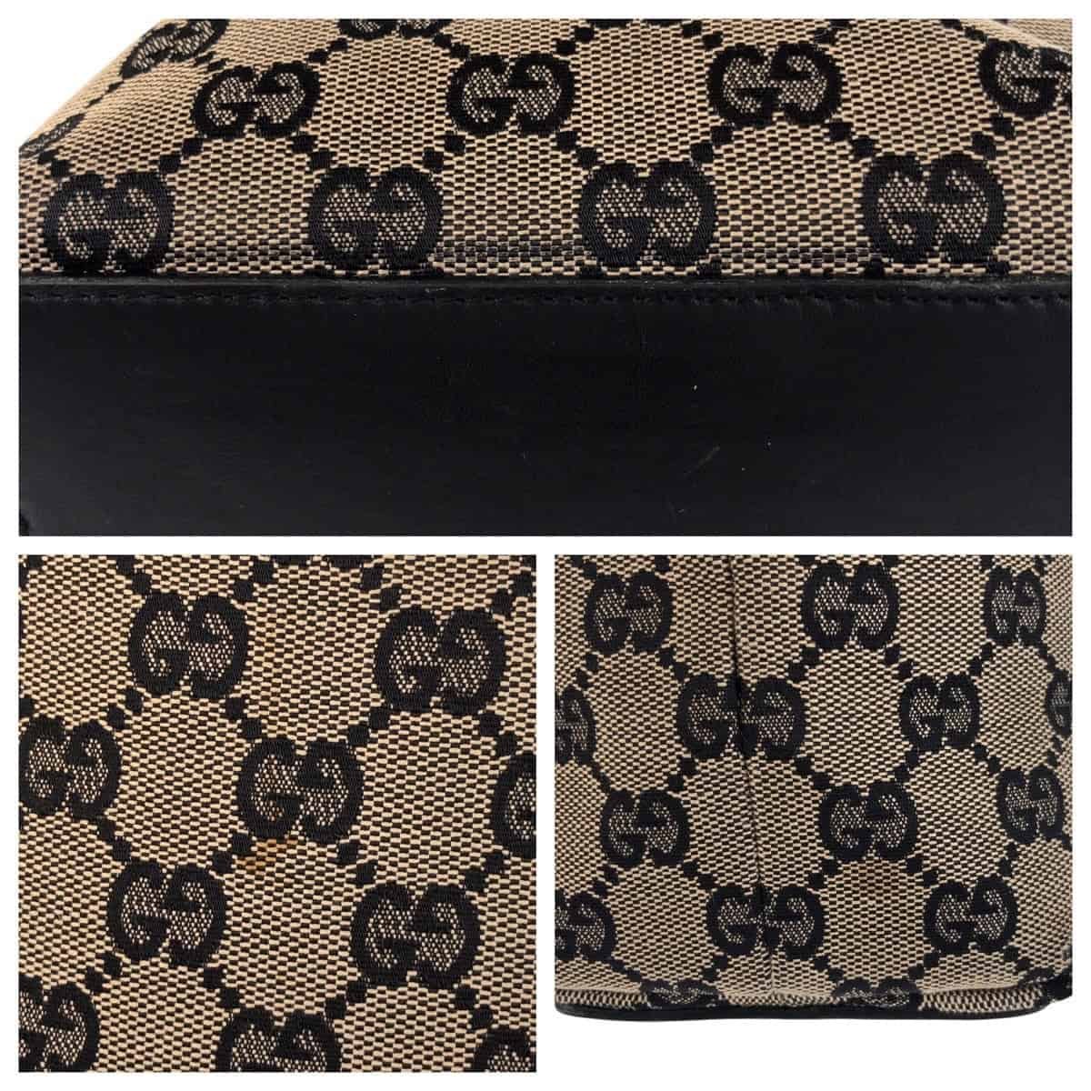 GUCCI Tote Bag 002 1099 GG canvas, leather Beige Black Gold Metal Tote Bag Shoulder Bag Women Used | AlmaBagz - Image 4