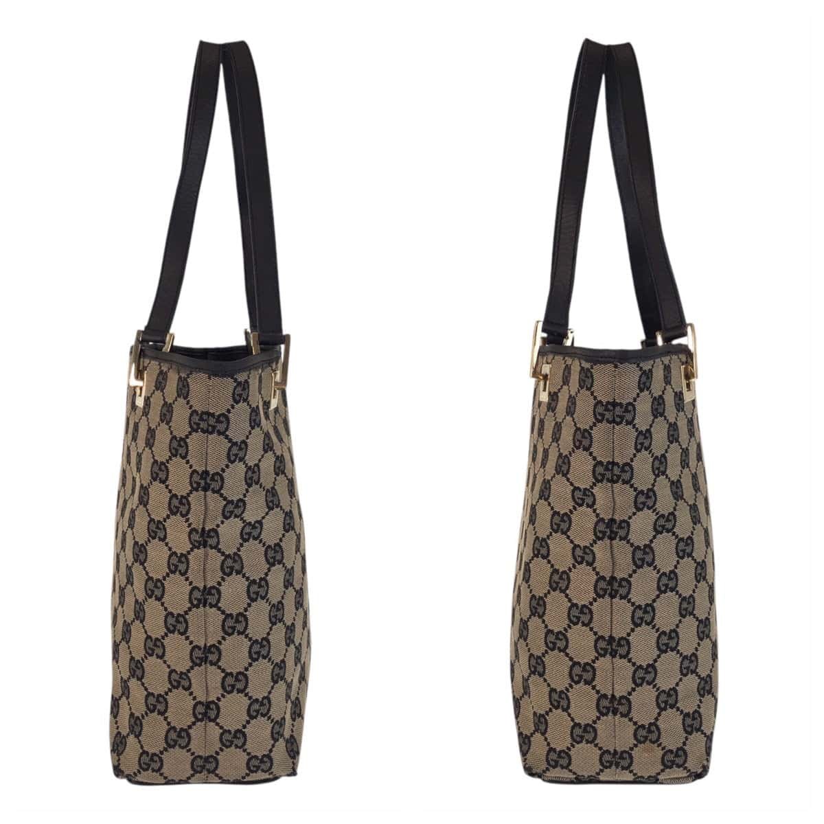 GUCCI Tote Bag 002 1099 GG canvas, leather Beige Black Gold Metal Tote Bag Shoulder Bag Women Used | AlmaBagz - Image 7