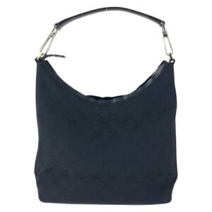GUCCI Shoulder Bag 000 0602 GG canvas Black SilverMetal | AlmaBagz