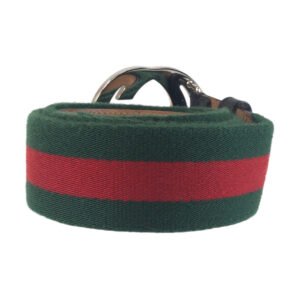 GUCCI belt 411924 canvas Green Black SilverMetal Sherry line Interlocking 34 | AlmaBagz