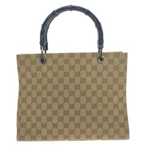 GUCCI Tote Bag 002 1016 GG canvas beige Bamboo | AlmaBagz