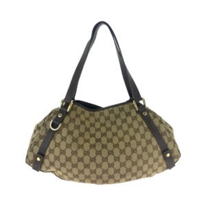 GUCCI Tote Bag 130736 GG canvas Brown Gold Metal | AlmaBagz