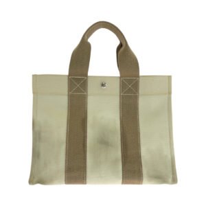 HERMES Tote Bag canvas Beige Ivory SilverMetal Bora Bora PM | AlmaBagz