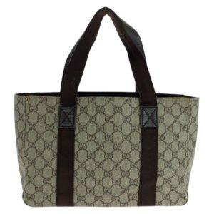 GUCCI Tote Bag 141976 GG Supreme Canvas Brown Silver Metal | AlmaBagz