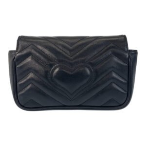 GUCCI Shoulder Bag 476433 leather Black GoldMetal GG Marmont | AlmaBagz