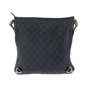 GUCCI Shoulder Bag 268642 GG canvas Black SilverMetal Abbey | AlmaBagz