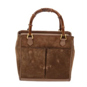 GUCCI Bamboo Hand Bag Suede 2way Brown  50264 | AlmaBagz