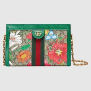 Gucci Ophidia GG Flora Small Shoulder Bag Green | AlmaBagz