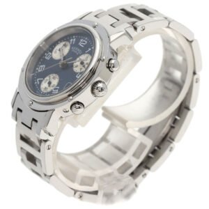 HERMES Watches Quartz CL1.310 Stainless Steel , Stainless Steel Silver Clipper Chronograph blue dial Women Used | AlmaBagz