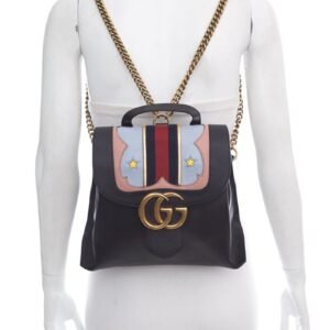 Gucci Black Web Heart Marmont Leather Backpack | AlmaBagz