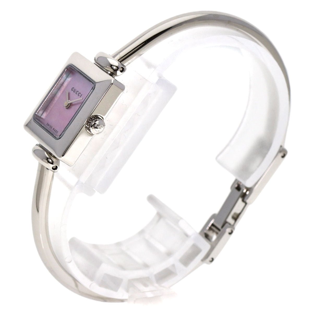 GUCCI Watches Quartz 1900 L Stainless Steel Silver square face bangle Pink shell dial | AlmaBagz