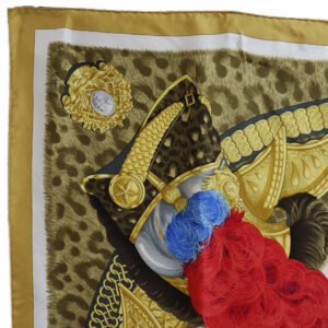 HERMES scarf silk yellow helmet and feather CASQUES et PLUMETS Carre90 Women Used | AlmaBagz