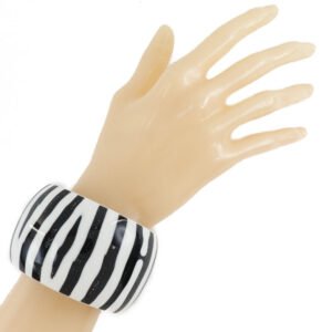 HERMES Bangle Lacquerwood Black / white Women S Used | AlmaBagz