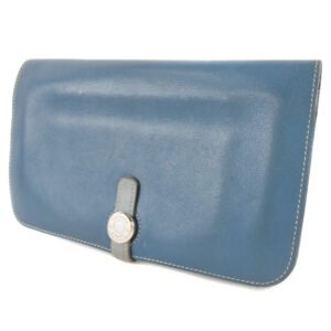 HERMES Long Wallet Purse Calfskin Blue Dogon unisex(Unisex) Used | AlmaBagz