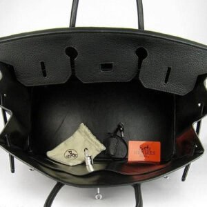 Hermes Birkin 35cm Togo Leather Handbags 6099 Black Silver | AlmaBagz