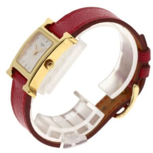 HERMES Watches Quartz HH1.201 Gold Plated, Leather gold H watch Silver dial Women Used | AlmaBagz