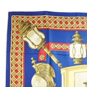 HERMES scarf silk Red / yellow / blue FEUX DE ROUTE Carre90 Women Used | AlmaBagz