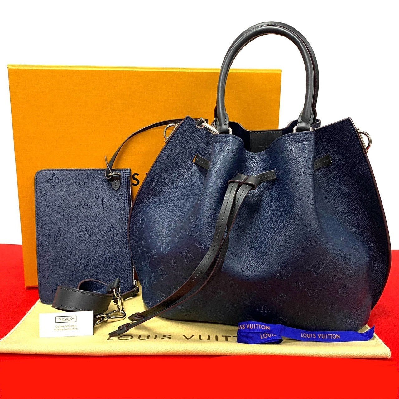 LOUIS VUITTON Shoulder Bag leather Navy Monogram Mahina Girolatta | AlmaBagz - Image 10