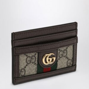 Gucci Ophidia Card Holder In Beige/Ebony Gg Supreme Fabric Women | AlmaBagz