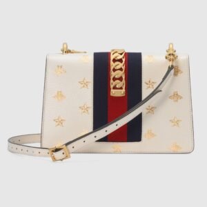 Gucci SyLouis Vuittonie Bee Star Small Shoulder Bag White | AlmaBagz