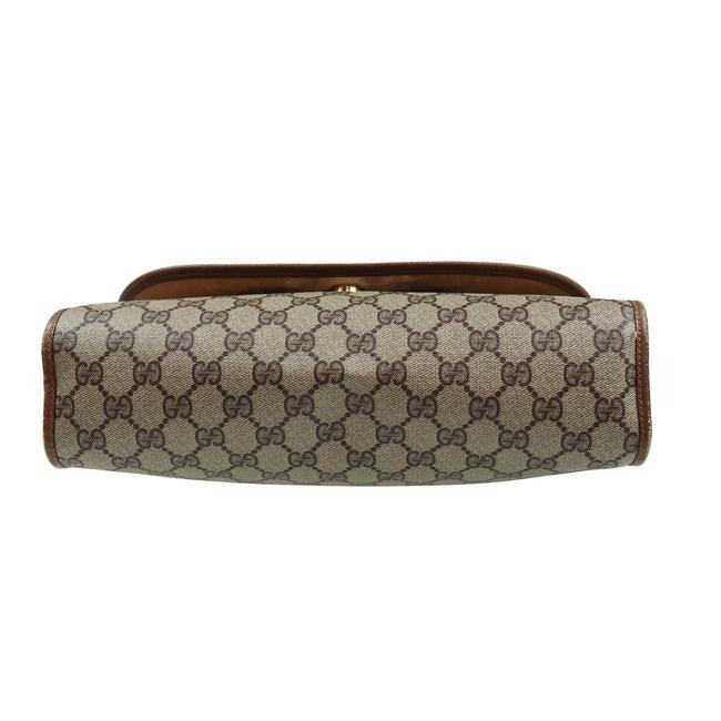 Gucci Accessory Collection Brown Guccissima Print XL Clutch w Red & Green Stripe | AlmaBagz - Image 2