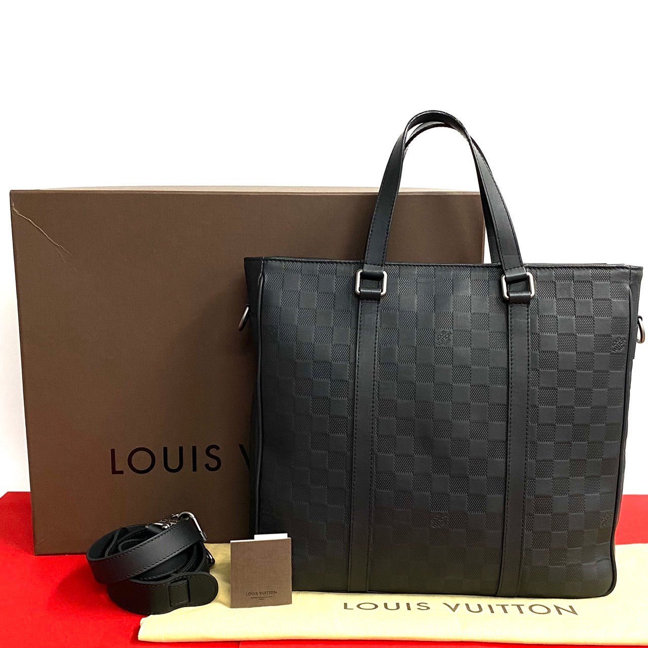 LOUIS VUITTON Shoulder Bag leather black Damier Anfini Tadao PM | AlmaBagz - Image 10