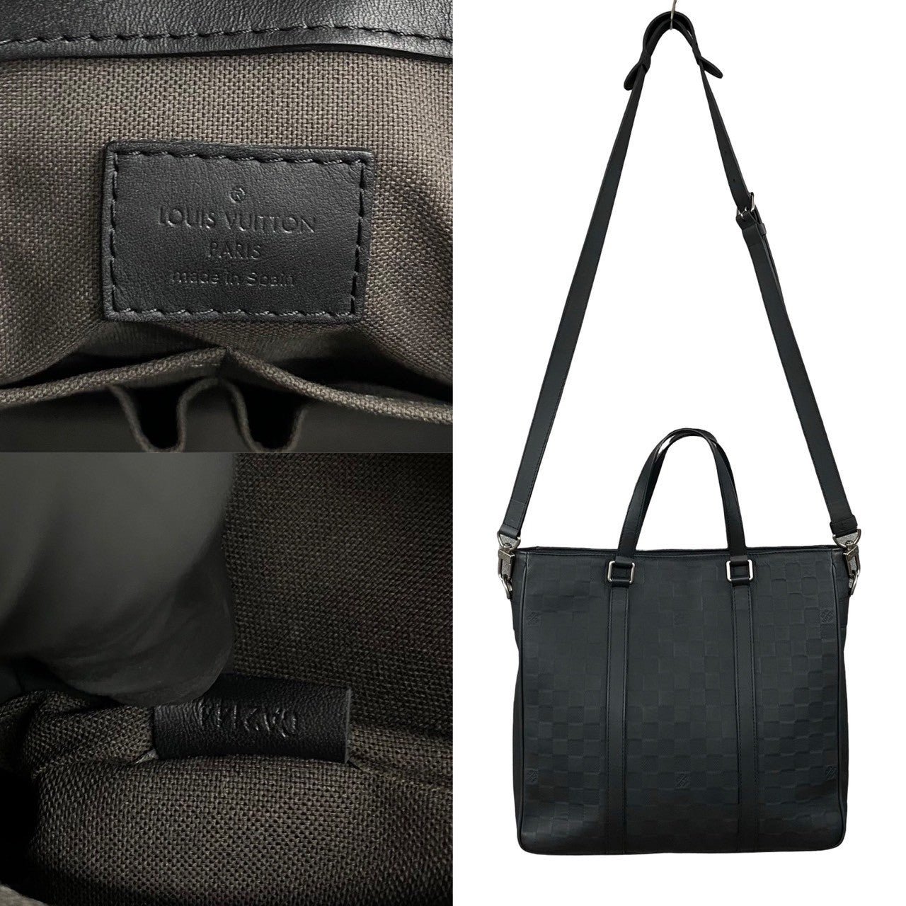 LOUIS VUITTON Shoulder Bag leather black Damier Anfini Tadao PM | AlmaBagz - Image 3