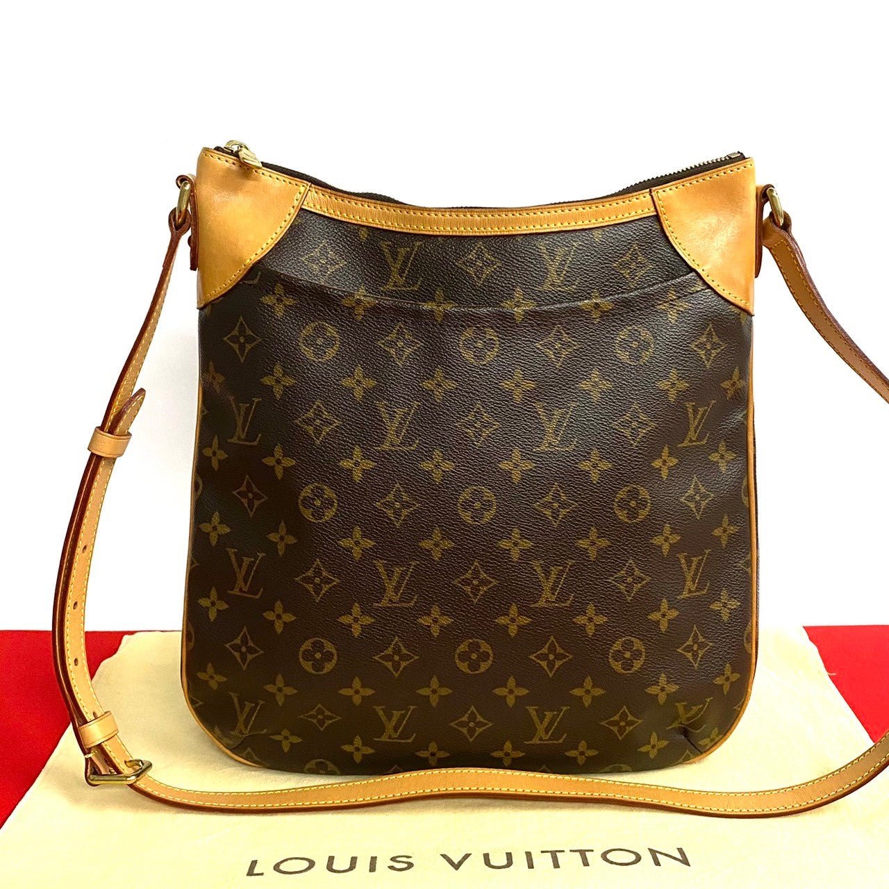 LOUIS VUITTON Shoulder Bag leather Brown Monogram Odeon MM | AlmaBagz - Image 10