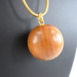 HERMES Necklace Plated Gold Brown / Gold Wood ball Women Used | AlmaBagz