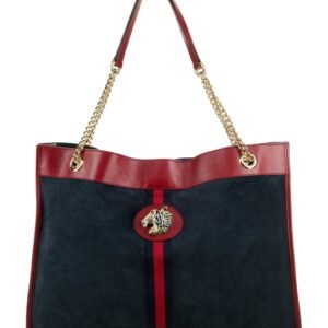 Gucci Rajah Suede Large Tote Bag in Blue | AlmaBagz