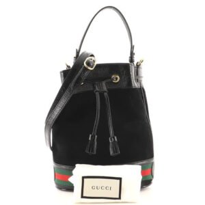 Gucci Ophidia Suede Mini Bucket Bag in Black | AlmaBagz