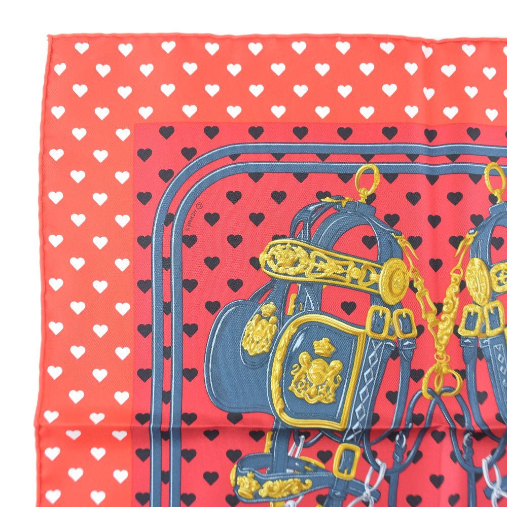 HERMES scarf silk Red heart Carre42 Women Used | AlmaBagz